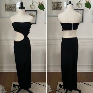 NWT Saints & Secrets Dress Gown Cut Out Strapless Black Copper Bling M